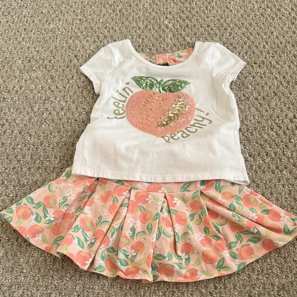 Tommy Bahama Peach Graphic Tee and Skirt Set size 5/6 - Picture 1 of 8